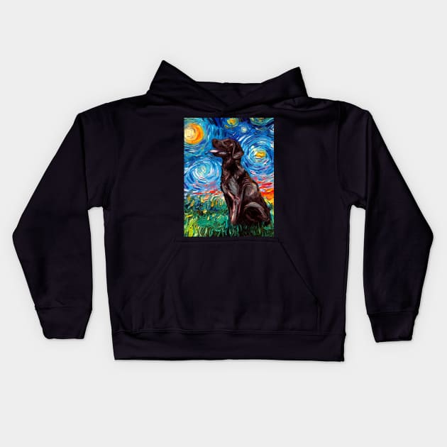 Chocolate Labrador Night Kids Hoodie by sagittariusgallery